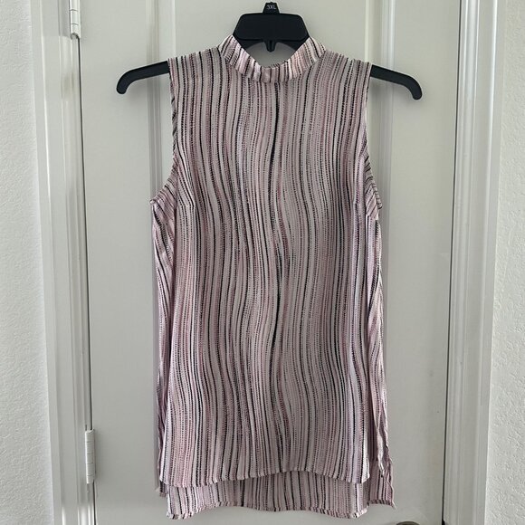 Sleeveless Apt. 9 Striped High-Neck Blouse Top Pink/Black/White M - Picture 1 of 8